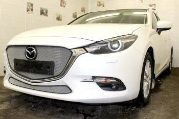 3 079 р. Защитная сетка в бампер (низ, ячейка 3х7 мм) Alfeco Стандарт Mazda 3/Axela BM рестайлинг седан (2016-2019) (Хром)  с доставкой в г. Воронеж. Увеличить фотографию 4