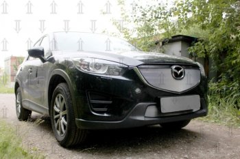 3 699 р. Защитная сетка в бампер (верх, ячейка 3х7 мм) Alfeco Стандарт  Mazda CX-5  KE (2015-2017) рестайлинг (Хром)  с доставкой в г. Воронеж. Увеличить фотографию 2