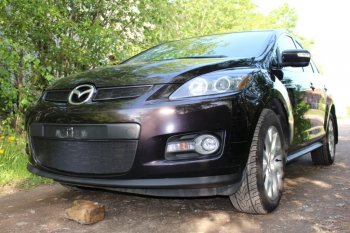 3 199 р. Защитная сетка в бампер (низ, ячейка 3х7 мм) Alfeco Стандарт Mazda CX-7 ER дорестайлинг (2006-2010) (Чёрная)  с доставкой в г. Воронеж. Увеличить фотографию 3