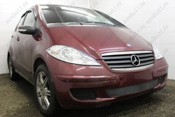 3 079 р. Защитная сетка в бампер (низ, ячейка 3х7 мм) Alfeco Стандарт Mercedes-Benz A class W169 дорестайлинг, хэтчбэк 5 дв. (2005-2008) (Чёрная)  с доставкой в г. Воронеж. Увеличить фотографию 3