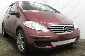 3 099 р. Защитная сетка в бампер (низ, ячейка 3х7 мм) Alfeco Стандарт Mercedes-Benz A class W169 дорестайлинг, хэтчбэк 5 дв. (2005-2008) (Хром)  с доставкой в г. Воронеж. Увеличить фотографию 2