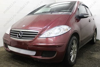 3 099 р. Защитная сетка в бампер (низ, ячейка 3х7 мм) Alfeco Стандарт Mercedes-Benz A class W169 дорестайлинг, хэтчбэк 5 дв. (2005-2008) (Хром)  с доставкой в г. Воронеж. Увеличить фотографию 3