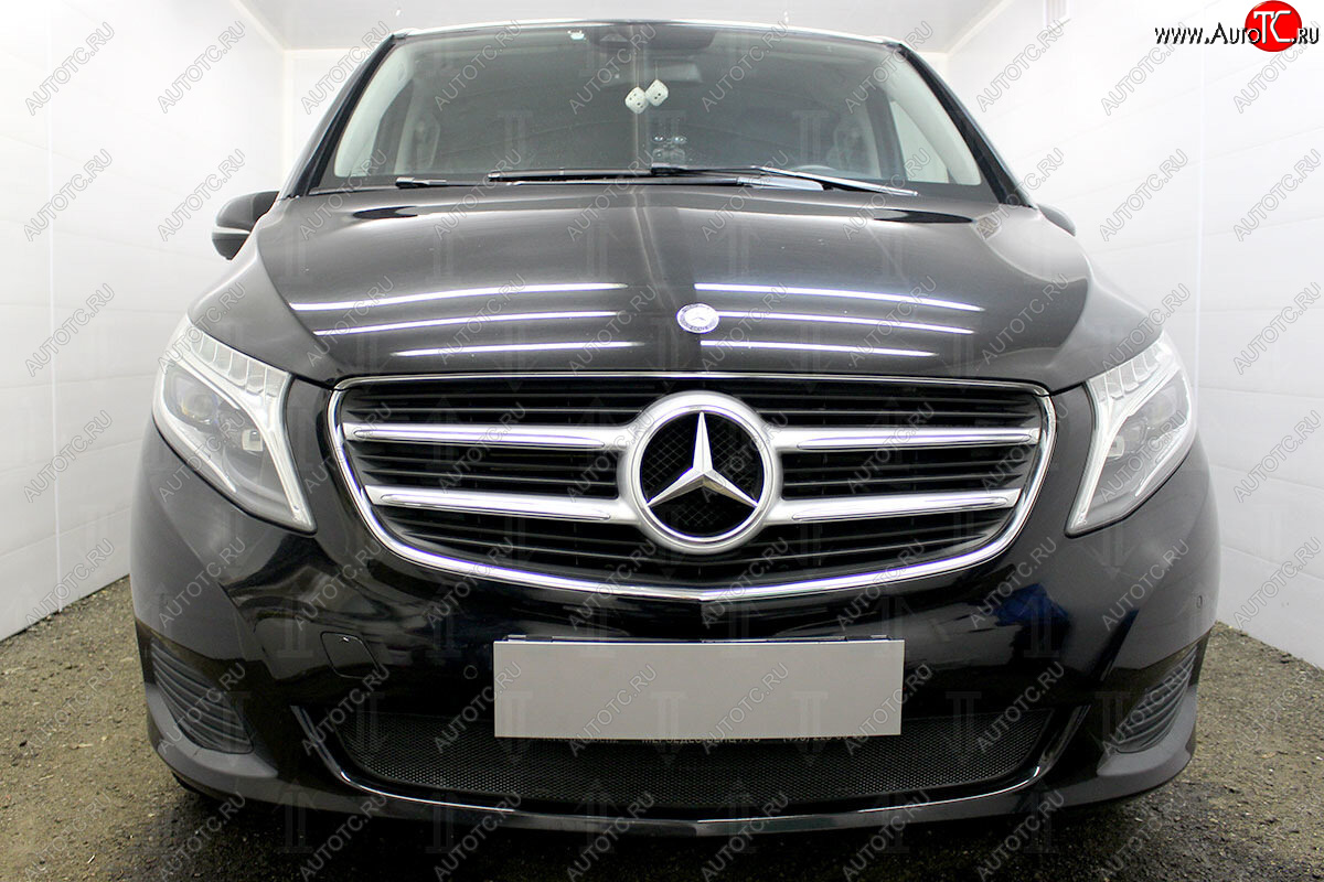 3 079 р. Защитная сетка в бампер (низ, ячейка 3х7 мм) Alfeco Стандарт  Mercedes-Benz Vito  W447 (2015-2020) дорестайлинг (Чёрная)  с доставкой в г. Воронеж