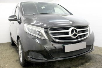 3 079 р. Защитная сетка в бампер (низ, ячейка 3х7 мм) Alfeco Стандарт  Mercedes-Benz Vito  W447 (2015-2020) дорестайлинг (Чёрная)  с доставкой в г. Воронеж. Увеличить фотографию 3
