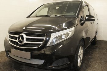 3 099 р. Защитная сетка в бампер (низ, ячейка 3х7 мм) Alfeco Стандарт  Mercedes-Benz Vito  W447 (2015-2020) дорестайлинг (Хром)  с доставкой в г. Воронеж. Увеличить фотографию 3