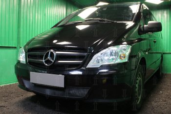 3 079 р. Защитная сетка в бампер (низ, ячейка 3х7 мм) Alfeco Стандарт  Mercedes-Benz Vito  W639 (2010-2014) рестайлинг (Чёрная)  с доставкой в г. Воронеж. Увеличить фотографию 2