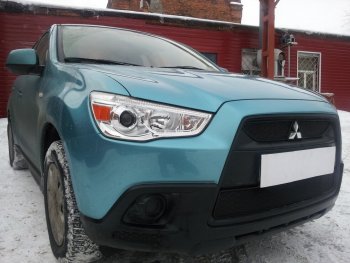 2 899 р. Защитная сетка в бампер (низ, ячейка 3х7 мм) Alfeco Стандарт Mitsubishi ASX дорестайлинг (2010-2012) (Чёрная)  с доставкой в г. Воронеж. Увеличить фотографию 4