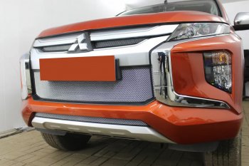 2 699 р. Защитная сетка в бампер (низ, ячейка 3х7 мм) Alfeco Стандарт Mitsubishi L200 5 KK,KL рестайлинг (2018-2022) (Хром)  с доставкой в г. Воронеж. Увеличить фотографию 4