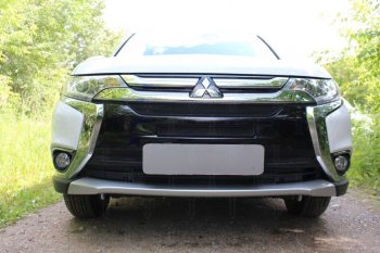 Защитная сетка в бампер (4 части, ячейка 3х7 мм) Alfeco Стандарт Mitsubishi Outlander GF 2-ой рестайлинг (2015-2018) ()