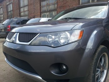 2 899 р. Защитная сетка в бампер (верх, ячейка 3х7 мм) Alfeco Стандарт Mitsubishi Outlander XL (CW)  дорестайлинг (2005-2009) (Чёрная)  с доставкой в г. Воронеж. Увеличить фотографию 4