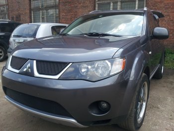 3 169 р. Защитная сетка в бампер (низ, ячейка 3х7 мм) Alfeco Стандарт Mitsubishi Outlander XL (CW)  дорестайлинг (2005-2009) (Чёрная)  с доставкой в г. Воронеж. Увеличить фотографию 2