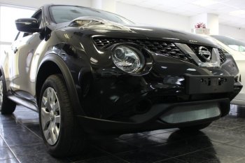 3 179 р. Защитная сетка в бампер (низ, ячейка 3х7 мм) Стрелка11 Стандарт Nissan Juke 1 YF15 рестайлинг (2014-2020) (Хром)  с доставкой в г. Воронеж. Увеличить фотографию 2