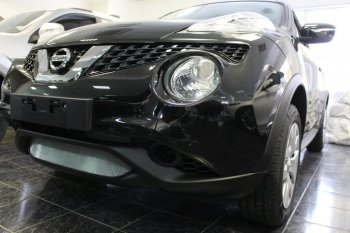 3 179 р. Защитная сетка в бампер (низ, ячейка 3х7 мм) Стрелка11 Стандарт Nissan Juke 1 YF15 рестайлинг (2014-2020) (Хром)  с доставкой в г. Воронеж. Увеличить фотографию 3