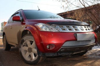 3 299 р. Защитная сетка в бампер (низ, ячейка 3х7 мм) Стрелка11 Стандарт Nissan Murano 1 Z50 (2002-2009) (Хром)  с доставкой в г. Воронеж. Увеличить фотографию 3