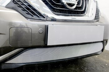 3 899 р. Защитная сетка в бампер (низ, ячейка 3х7 мм) Стрелка11 Стандарт Nissan Murano 3 Z52 дорестайлинг (2015-2022) (Хром)  с доставкой в г. Воронеж. Увеличить фотографию 2