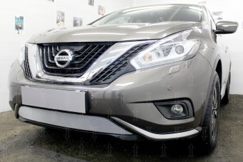 3 899 р. Защитная сетка в бампер (низ, ячейка 3х7 мм) Стрелка11 Стандарт Nissan Murano 3 Z52 дорестайлинг (2015-2022) (Хром)  с доставкой в г. Воронеж. Увеличить фотографию 4