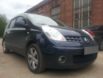 2 999 р. Защитная сетка в бампер (низ, ячейка 3х7 мм) Стрелка11 Стандарт Nissan Note 1 E11 дорестайлинг (2004-2008) (Чёрная)  с доставкой в г. Воронеж. Увеличить фотографию 2