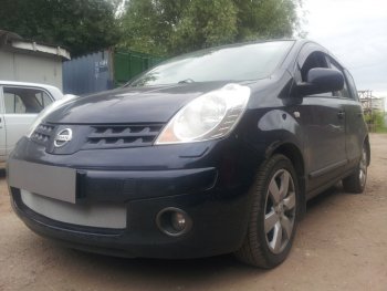 3 179 р. Защитная сетка в бампер (низ, ячейка 3х7 мм) Стрелка11 Стандарт Nissan Note 1 E11 дорестайлинг (2004-2008) (Хром)  с доставкой в г. Воронеж. Увеличить фотографию 2