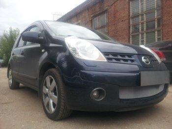 3 179 р. Защитная сетка в бампер (низ, ячейка 3х7 мм) Стрелка11 Стандарт Nissan Note 1 E11 дорестайлинг (2004-2008) (Хром)  с доставкой в г. Воронеж. Увеличить фотографию 3