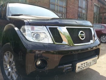 2 899 р. Защитная сетка в бампер (низ, ячейка 3х7 мм) Стрелка11 Стандарт Nissan Navara 2 D40 рестайлинг (2010-2016) (Чёрная)  с доставкой в г. Воронеж. Увеличить фотографию 3