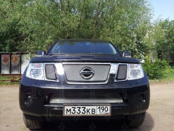 3 079 р. Защитная сетка в бампер (низ, ячейка 3х7 мм) Стрелка11 Стандарт Nissan Navara 2 D40 рестайлинг (2010-2016) (Хром)  с доставкой в г. Воронеж. Увеличить фотографию 4