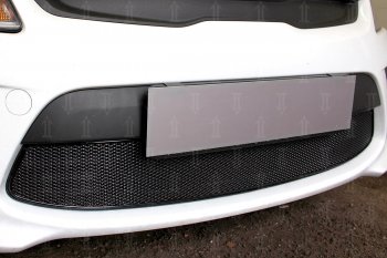 4 299 р. Защитная сетка в бампер (низ, ячейка 4х10 мм) Alfeco Премиум  KIA Rio  4 YB (2017-2020) дорестайлинг, хэтчбэк (Чёрная)  с доставкой в г. Воронеж. Увеличить фотографию 4