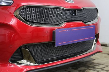 6 249 р. Защитная сетка в бампер (верх, ячейка 4х10 мм) Alfeco Премиум  KIA Stinger (2017-2025) (Чёрная)  с доставкой в г. Воронеж. Увеличить фотографию 3