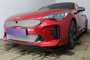 4 299 р. Защитная сетка в бампер (низ, ячейка 4х10 мм) Alfeco Премиум KIA Stinger (2017-2025) (Хром)  с доставкой в г. Воронеж. Увеличить фотографию 3