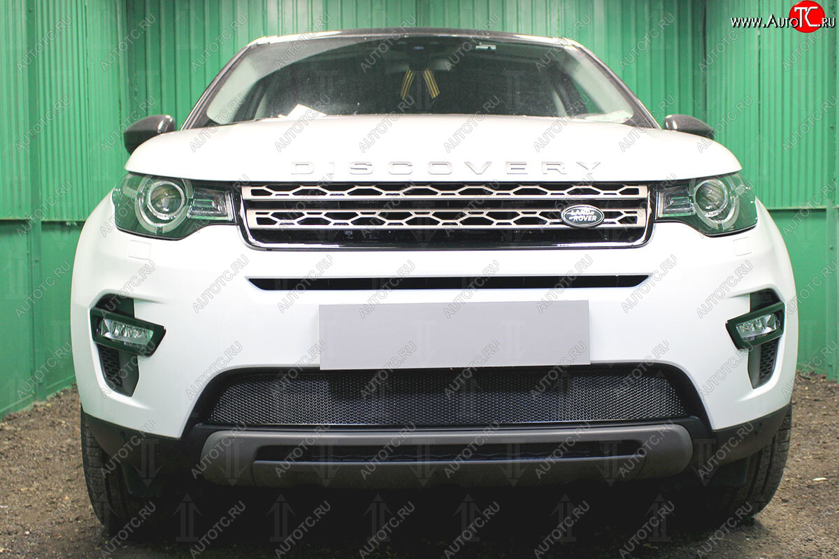 4 549 р. Защитная сетка в бампер (низ, ячейка 4х10 мм) Alfeco Премиум  Land Rover Discovery Sport  L550 (2014-2025) дорестайлинг, рестайлинг (Чёрная)  с доставкой в г. Воронеж