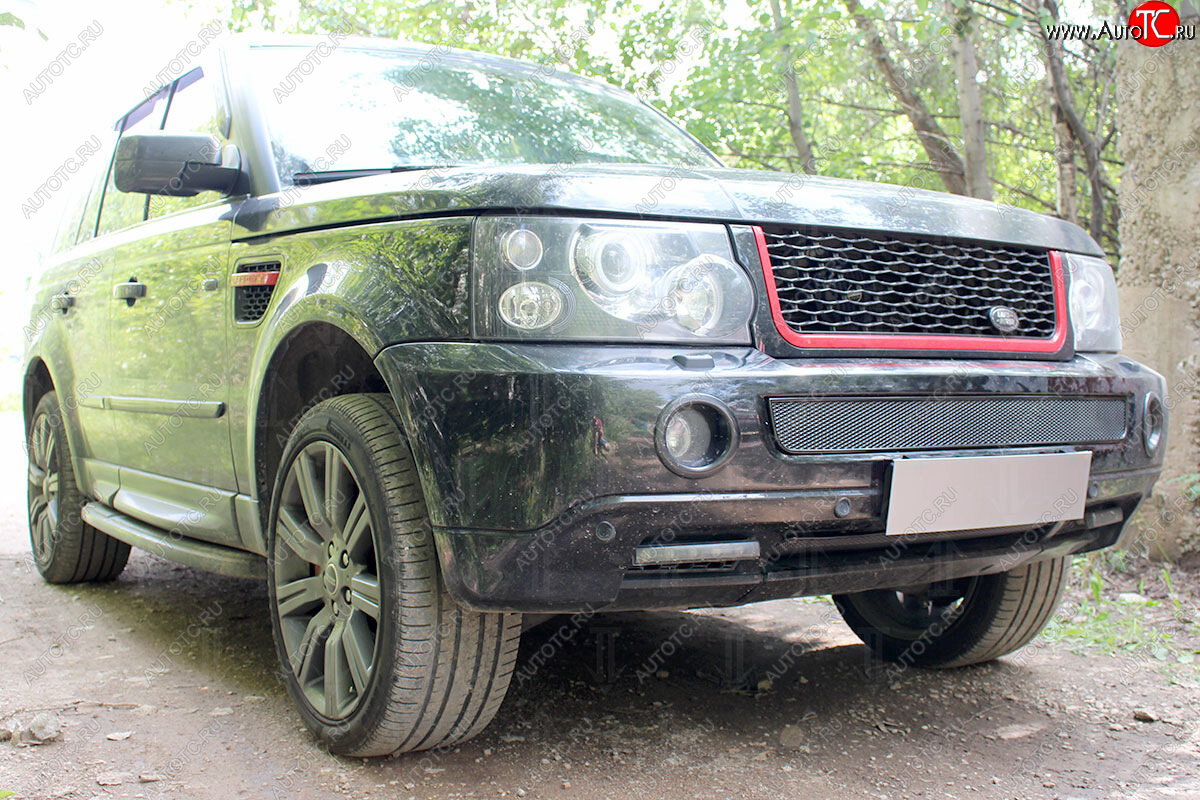 4 299 р. Защитная сетка в бампер (середина, ячейка 4х10 мм) Alfeco Премиум  Land Rover Range Rover Sport  1 L320 (2005-2009) дорестайлинг (Чёрная)  с доставкой в г. Воронеж