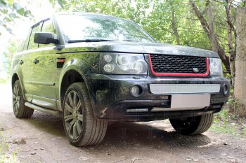 4 299 р. Защитная сетка в бампер (середина, ячейка 4х10 мм) Alfeco Премиум Land Rover Range Rover Sport 1 L320 дорестайлинг (2005-2009) (Хром)  с доставкой в г. Воронеж. Увеличить фотографию 1