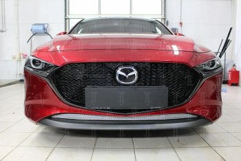 3 879 р. Защитная сетка в бампер (низ, ячейка 4х10 мм) Alfeco Премиум  Mazda 3/Axela  BP (2019-2025) хэтчбэк (Хром)  с доставкой в г. Воронеж. Увеличить фотографию 2