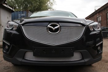 Защитная сетка в бампер (низ, ячейка 4х10 мм) Alfeco Премиум Mazda CX-5 KE рестайлинг (2015-2017) ()