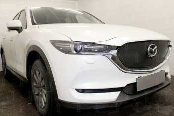 6 299 р. Защитная сетка в бампер (верх, ячейка 4х10 мм) Alfeco Премиум Mazda CX-5 KF (2016-2025) (Чёрная)  с доставкой в г. Воронеж. Увеличить фотографию 4