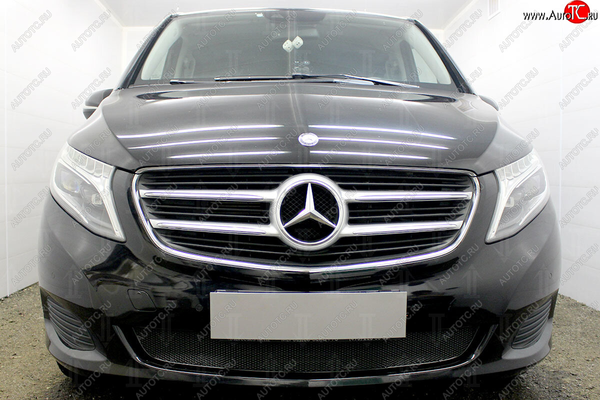 4 199 р. Защитная сетка в бампер (низ, ячейка 4х10 мм) Alfeco Премиум  Mercedes-Benz Vito  W447 (2015-2020) дорестайлинг (Чёрная)  с доставкой в г. Воронеж