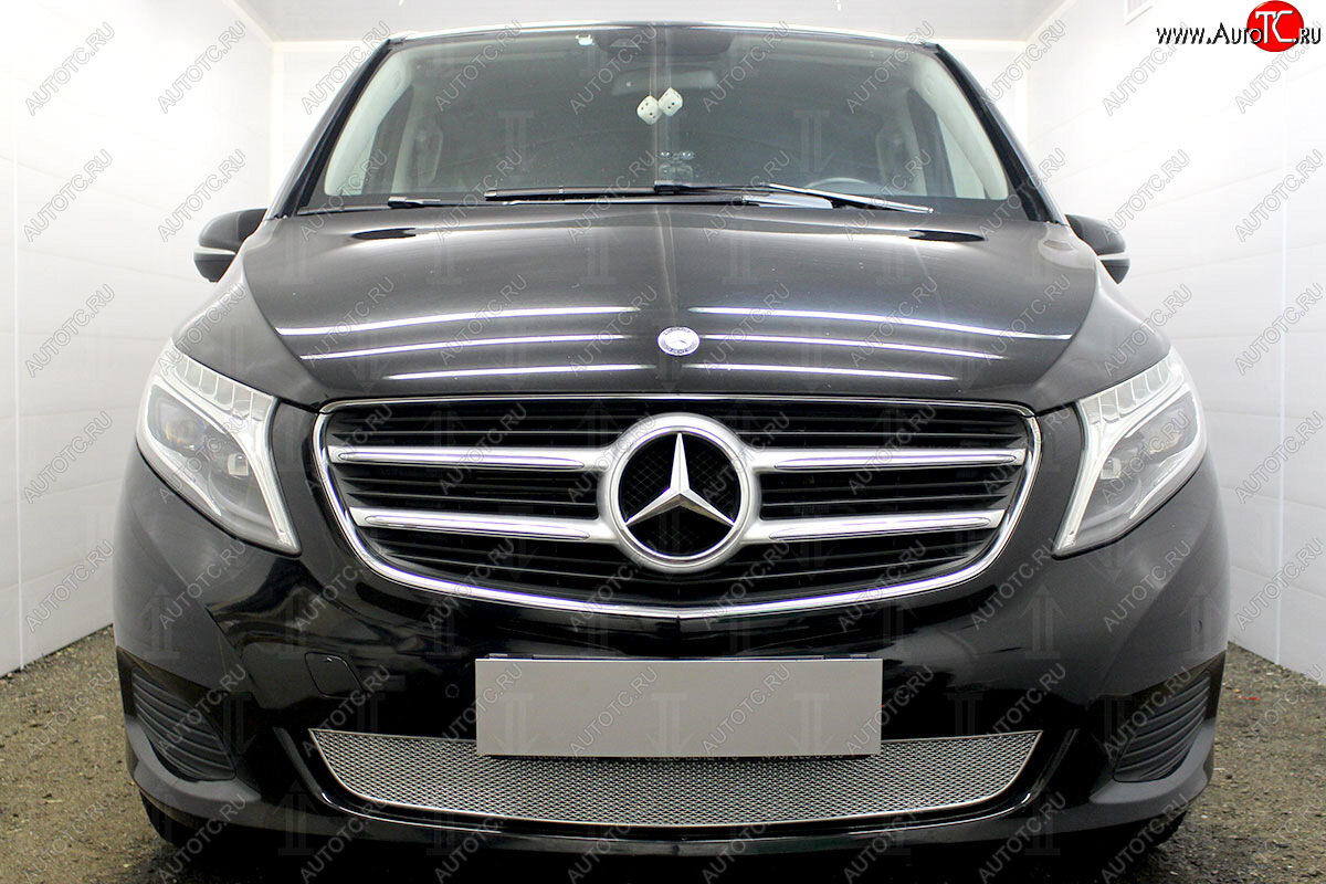 4 549 р. Защитная сетка в бампер (низ, ячейка 4х10 мм) Alfeco Премиум  Mercedes-Benz Vito  W447 (2015-2020) дорестайлинг (Хром)  с доставкой в г. Воронеж