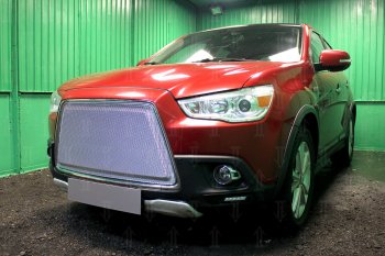 6 999 р. Защитная сетка в бампер (3D, ячейка 4х10 мм) Alfeco Премиум  Mitsubishi ASX (2010-2012) дорестайлинг (Хром)  с доставкой в г. Воронеж. Увеличить фотографию 3