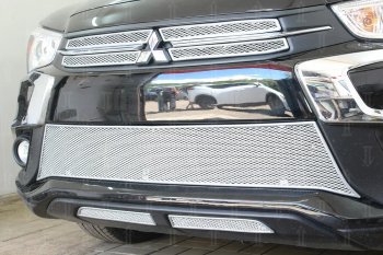 4 949 р. Защитная сетка в бампер (низ, 2 части, ячейка 4х10 мм) Alfeco Премиум  Mitsubishi ASX (2017-2020) 2-ой рестайлинг (Хром)  с доставкой в г. Воронеж. Увеличить фотографию 3