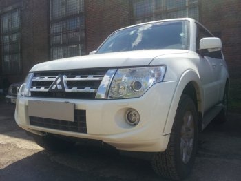 4 549 р. Защитная сетка в бампер (низ, ячейка 3х7 мм) Стрелка11 Премиум Mitsubishi Pajero 4 V80 3 дв. 1-ый рестайлинг (2011-2014) (Чёрная)  с доставкой в г. Воронеж. Увеличить фотографию 2