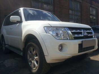 4 549 р. Защитная сетка в бампер (низ, ячейка 3х7 мм) Стрелка11 Премиум Mitsubishi Pajero 4 V80 3 дв. 1-ый рестайлинг (2011-2014) (Чёрная)  с доставкой в г. Воронеж. Увеличить фотографию 3