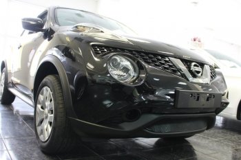 3 599 р. Защитная сетка в бампер (верх, ячейка 3х7 мм) Стрелка11 Премиум Nissan Juke 1 YF15 рестайлинг (2014-2020) (Чёрная)  с доставкой в г. Воронеж. Увеличить фотографию 2