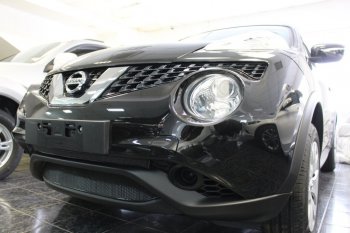 4 299 р. Защитная сетка в бампер (низ, ячейка 4х10 мм) Стрелка11 Премиум Nissan Juke 1 YF15 рестайлинг (2014-2020) (Чёрная)  с доставкой в г. Воронеж. Увеличить фотографию 3