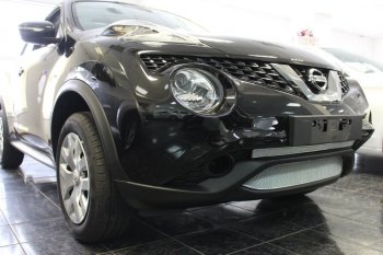 3 599 р. Защитная сетка в бампер (верх, ячейка 3х7 мм) Стрелка11 Премиум Nissan Juke 1 YF15 рестайлинг (2014-2020) (Хром)  с доставкой в г. Воронеж. Увеличить фотографию 2