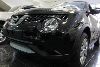 3 599 р. Защитная сетка в бампер (верх, ячейка 3х7 мм) Стрелка11 Премиум Nissan Juke 1 YF15 рестайлинг (2014-2020) (Хром)  с доставкой в г. Воронеж. Увеличить фотографию 3