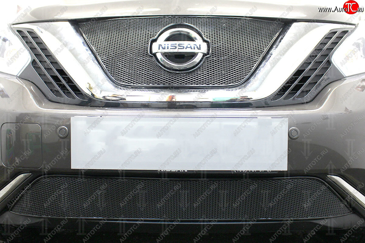 4 399 р. Защитная сетка в бампер (низ, ячейка 4х10 мм) Стрелка11 Премиум Nissan Murano 3 Z52 дорестайлинг (2015-2022) (Чёрная)  с доставкой в г. Воронеж