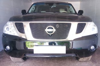 4 299 р. Защитная сетка в бампер (низ, ячейка 4х10 мм) Стрелка11 Премиум  Nissan Patrol  6 (2010-2014) Y62 дорестайлинг (Чёрная)  с доставкой в г. Воронеж. Увеличить фотографию 3