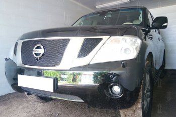 4 299 р. Защитная сетка в бампер (низ, ячейка 4х10 мм) Стрелка11 Премиум  Nissan Patrol  6 (2010-2014) Y62 дорестайлинг (Чёрная)  с доставкой в г. Воронеж. Увеличить фотографию 4