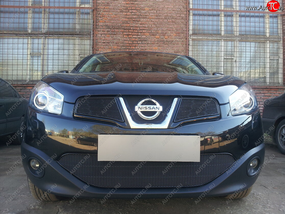 4 549 р. Защитная сетка в бампер (низ, ячейка 4х10 мм) Стрелка11 Премиум  Nissan Qashqai  1 (2010-2013) J10 рестайлинг (Чёрная)  с доставкой в г. Воронеж