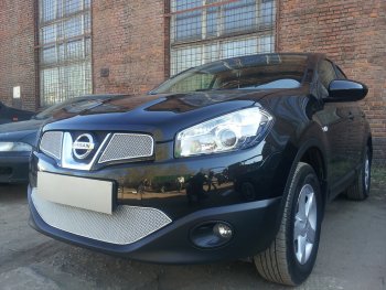4 799 р. Защитная сетка в бампер (низ, ячейка 4х10 мм) Стрелка11 Премиум Nissan Qashqai 1 J10 рестайлинг (2010-2013) (Хром)  с доставкой в г. Воронеж. Увеличить фотографию 3