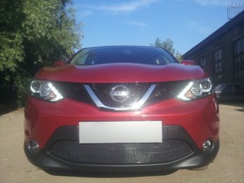 Защитная сетка в бампер (низ, ячейка 4х10 мм) Стрелка11 Премиум Nissan Qashqai 2 J11 дорестайлинг (2013-2019) ()